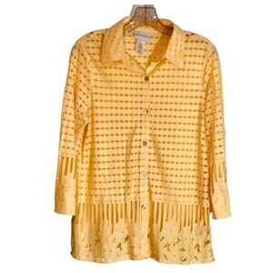 Alfred Dunner Semi Sheer Button Front Blouse